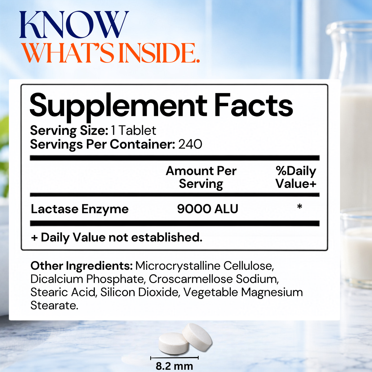 Lactase Enzyme 9000 FCC, 240 Tablets