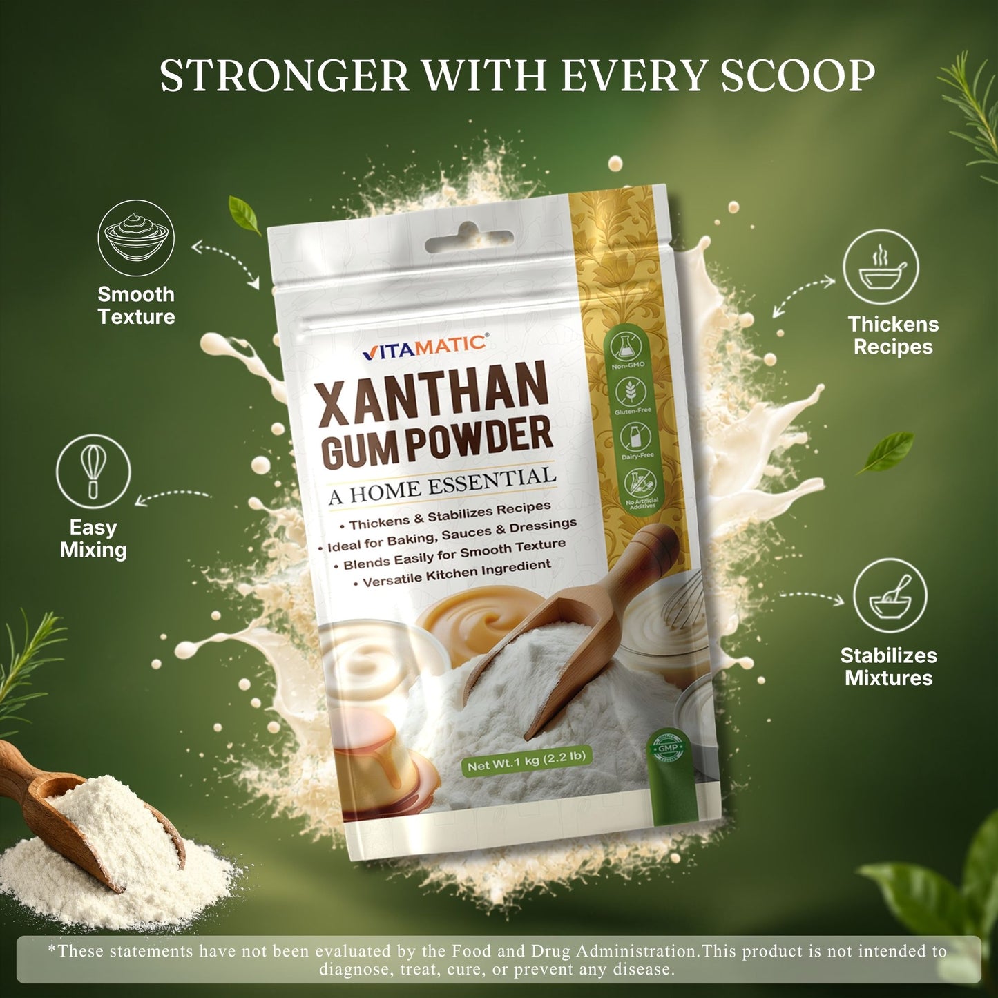 Vitamatic Xanthan Gum Powder 1 kg (2.2 lb)