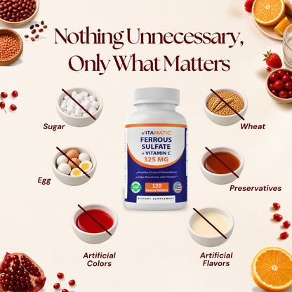 Ferrous Sulfate 325mg + Vitamin C 100mg Tablets