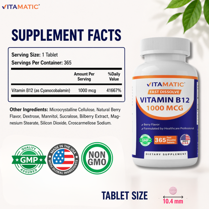 Vitamin B12 1000 mcg - 365 Fast Dissolve Tablets