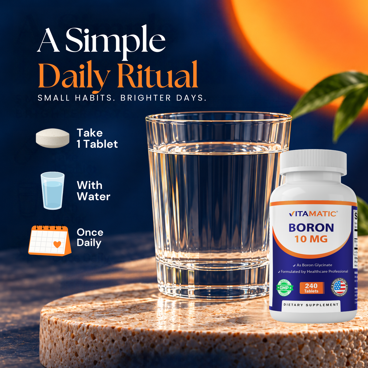 Vitamatic Chelated Boron Glycinate 10mg, 240 Tablets