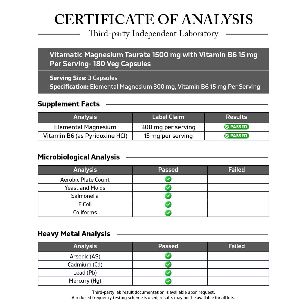 Magnesium Taurate with B6, 180 Veg Capsules