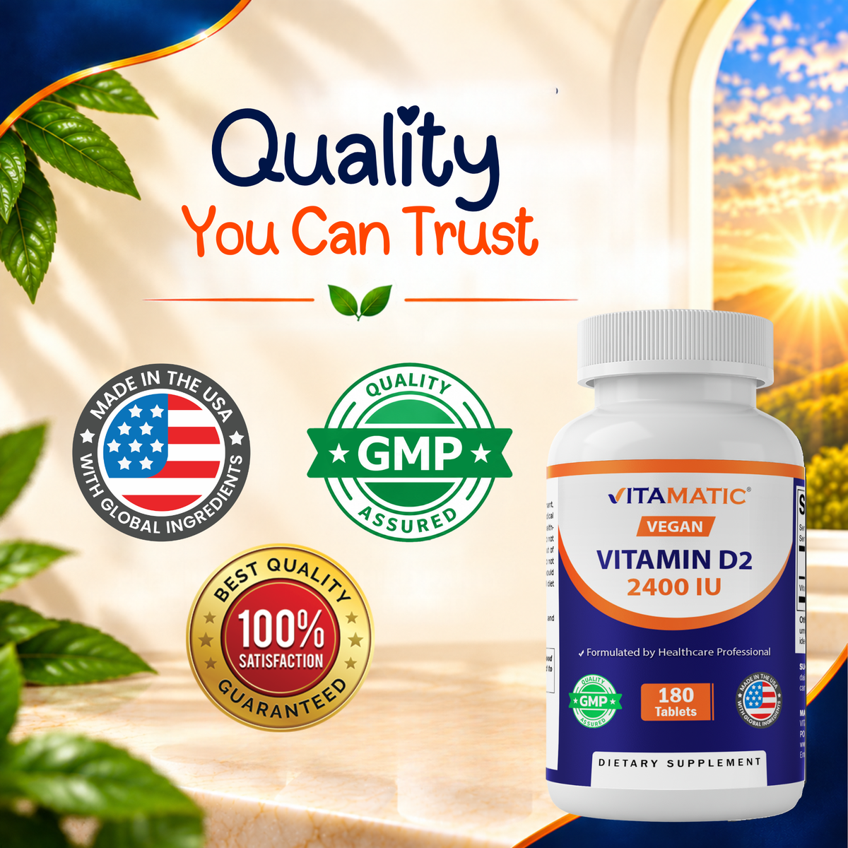 Vitamin D2 2400 IU (60 mcg), 180 Tablets