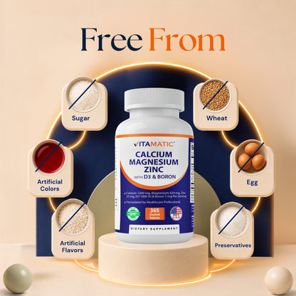 Vitamatic Calcium Magnesium Zinc + D3 & Boron, 365 Tablets