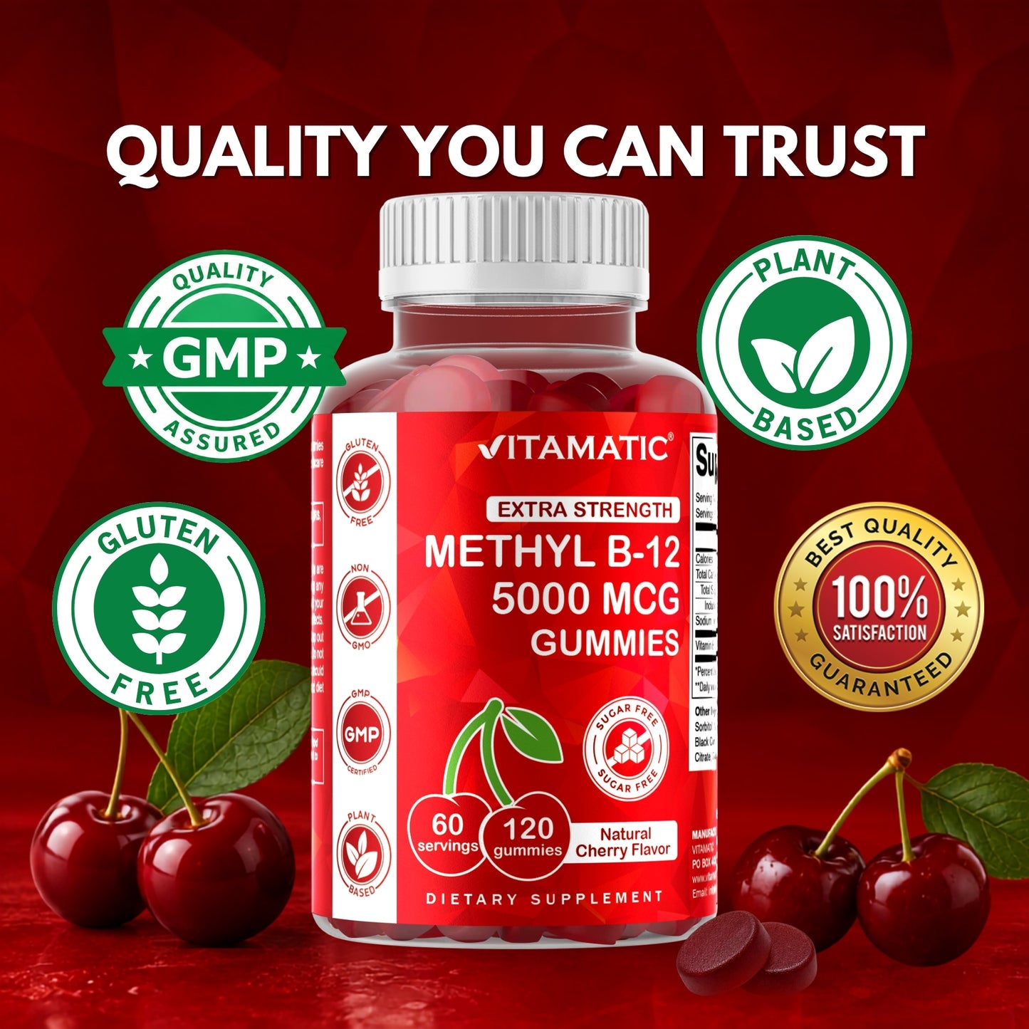 Vitamatic Sugar-Free Methyl B12 5000 mcg, 120 Gummies