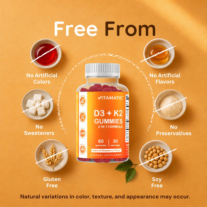 Vitamatic Vitamin D3 + K2 Gummies, 60 Gummies
