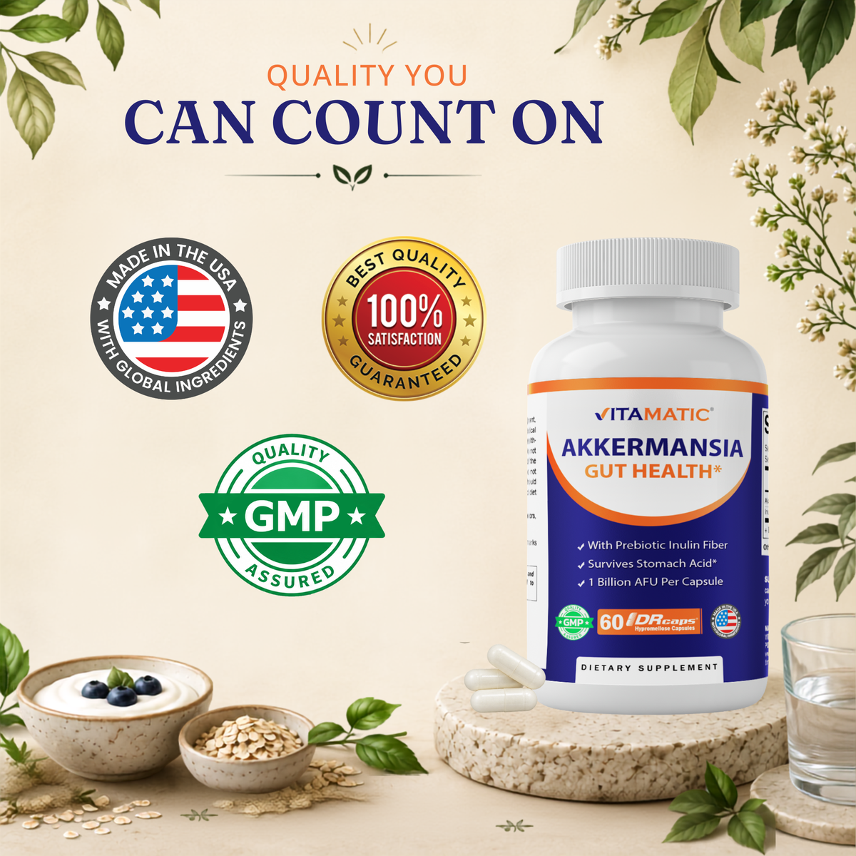 Vitamatic Akkermansia Muciniphila Gut Health, 60 DR Capsules