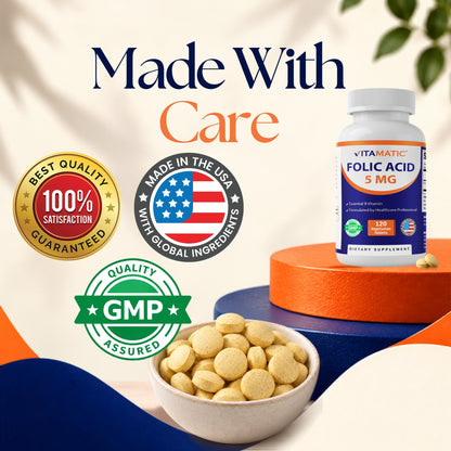 Vitamatic Folic Acid 5mg Supplement, 120 Tablets