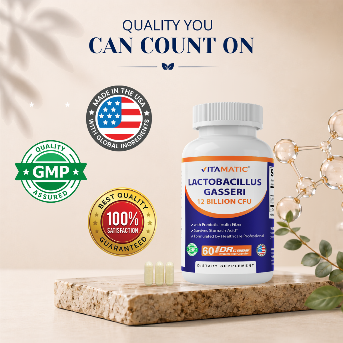 Lactobacillus Gasseri 12 Billion CFU, 60 DR Capsules