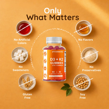 Vitamatic Vitamin D3 + K2 Gummies, 60 Gummies
