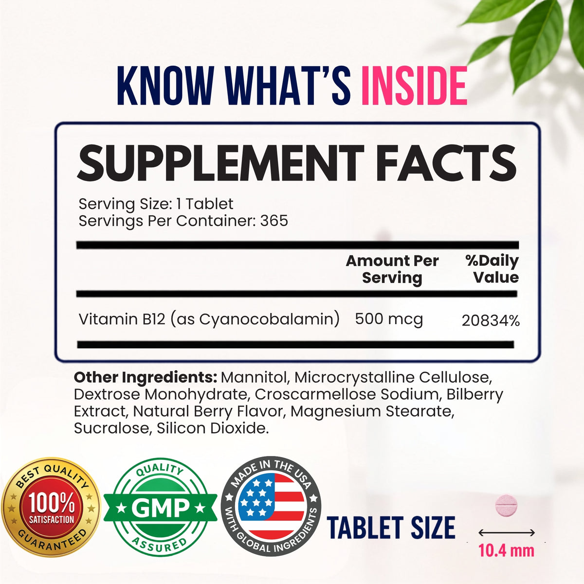 B12 500 mcg Fast Dissolve Tablets