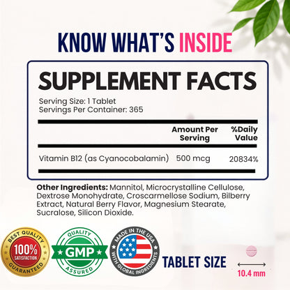 B12 500 mcg Fast Dissolve Tablets