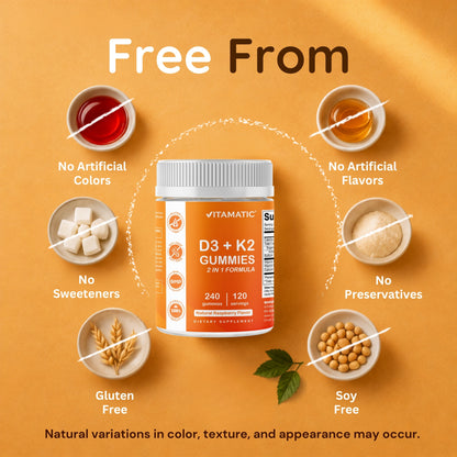 Vitamin D3 + K2 with Calcium Gummies, 240 Count