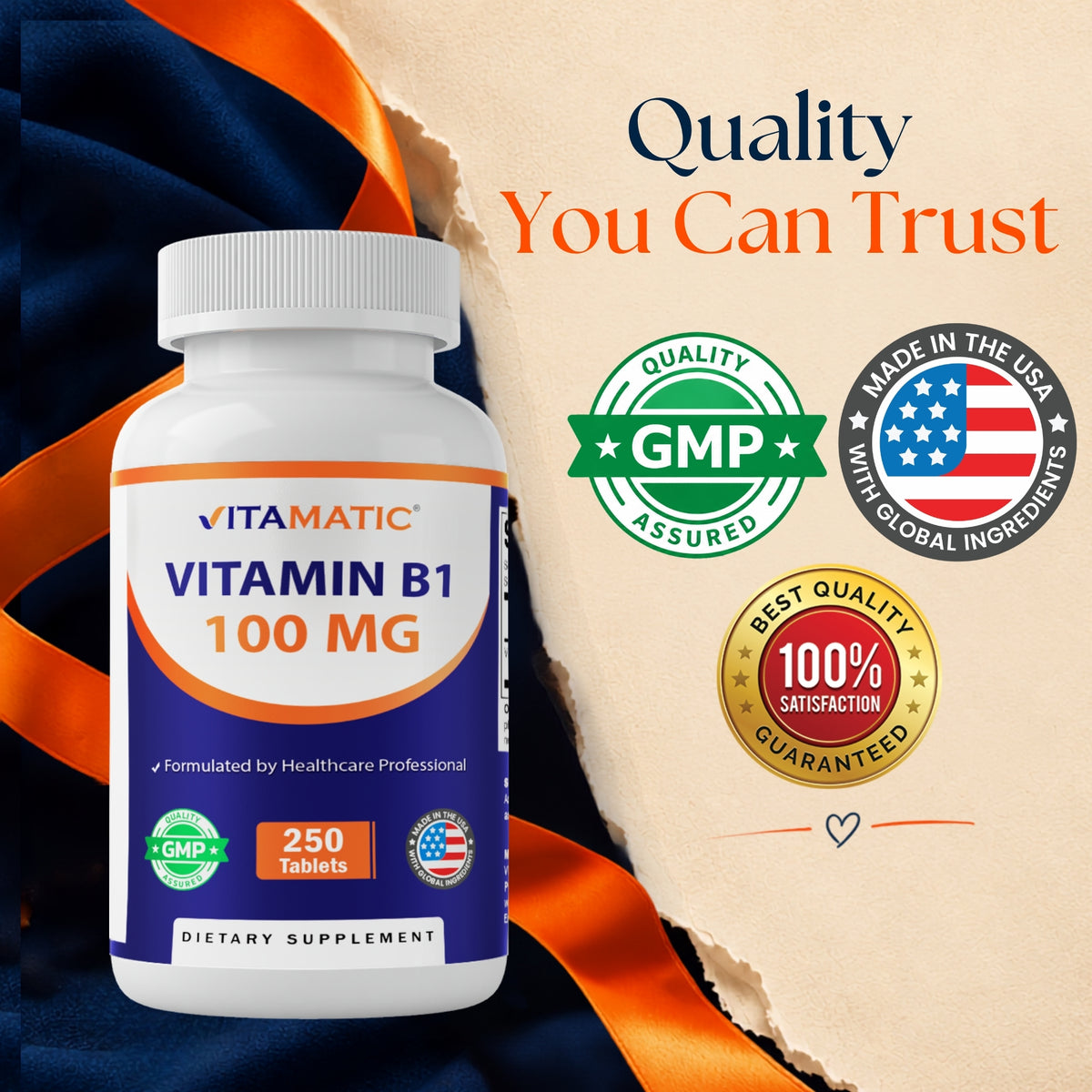 Vitamin B1 100mg High Potency, 250 Tablets