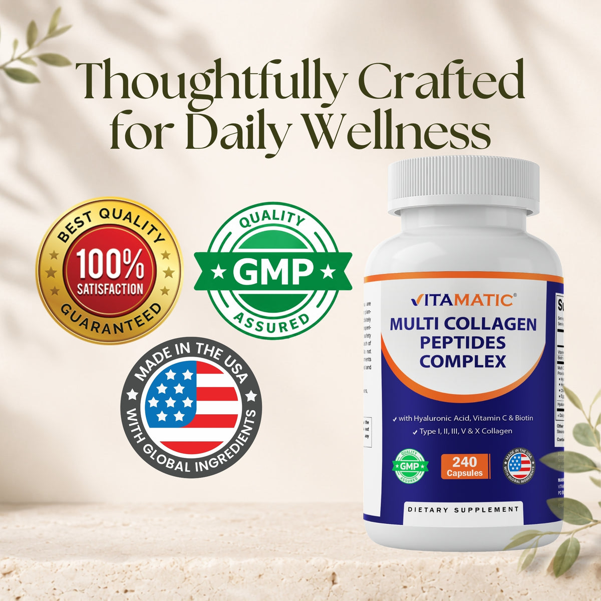 Vitamatic Multi Collagen Peptides Complex, 240 Capsules