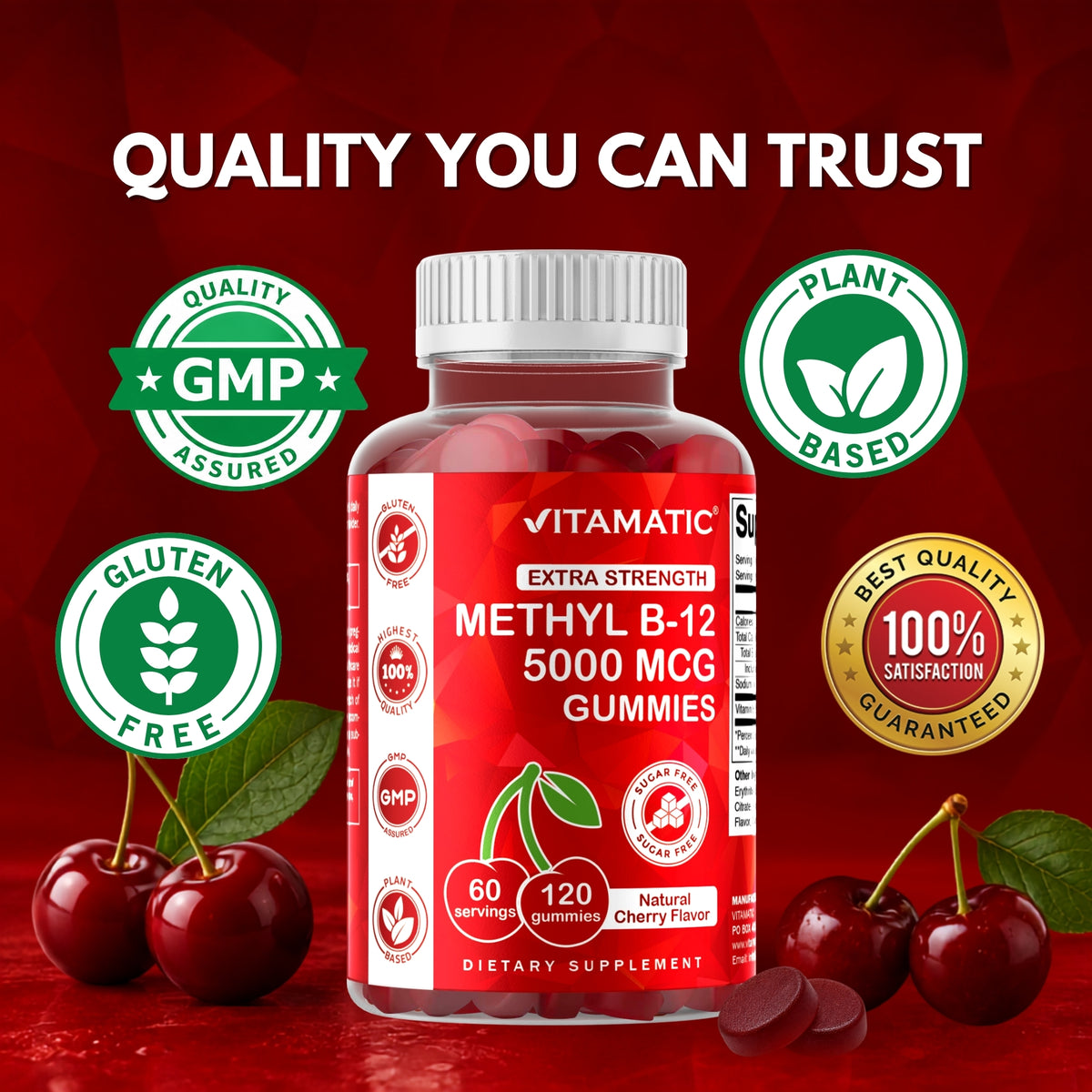 Vitamatic Sugar-Free Methyl B12 5000 mcg, 120 Gummies