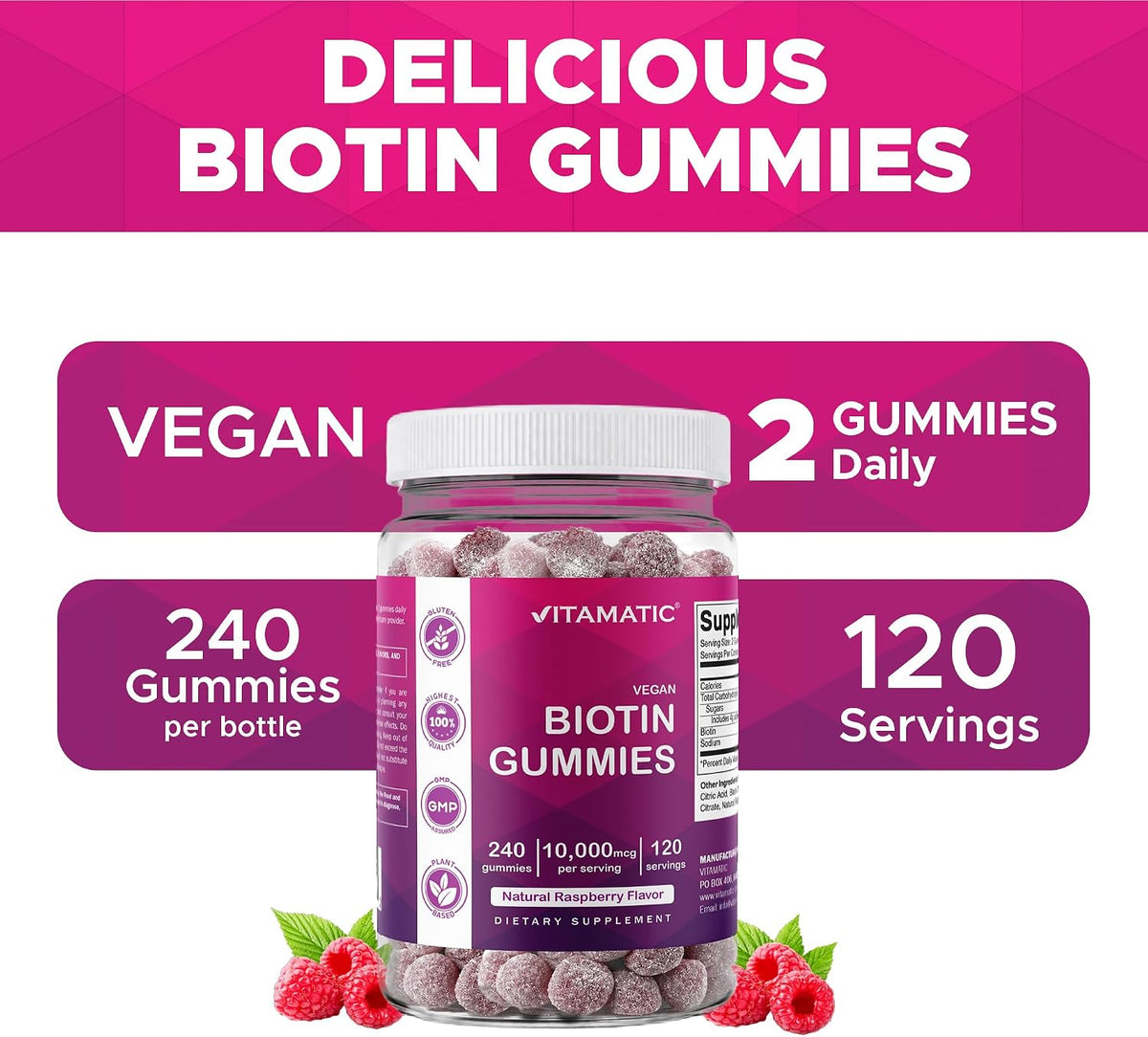 Biotin Gummies 10,000 mcg 240 ct