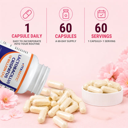 Vitamatic Lactobacillus Crispatus 10 Billion CFU with XOS Prebiotic - 60 Delayed Release Capsules