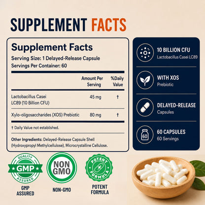 Vitamatic Lactobacillus Casei 10 Billion CFU with XOS Prebiotic, 60 Delayed Release Capsules