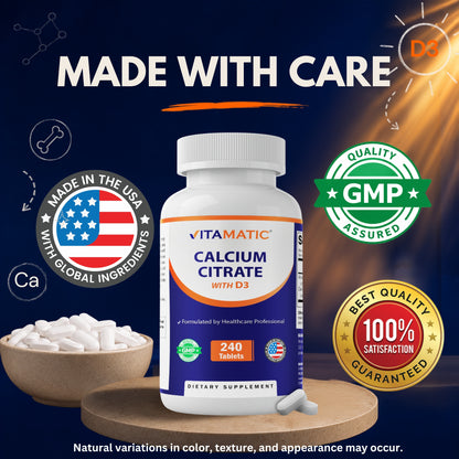 Vitamatic Calcium Citrate with Vitamin D3, 240 Tablets