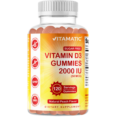 Vitamatic Sugar-Free Vitamin D3 2000 IU, 120 Gummies