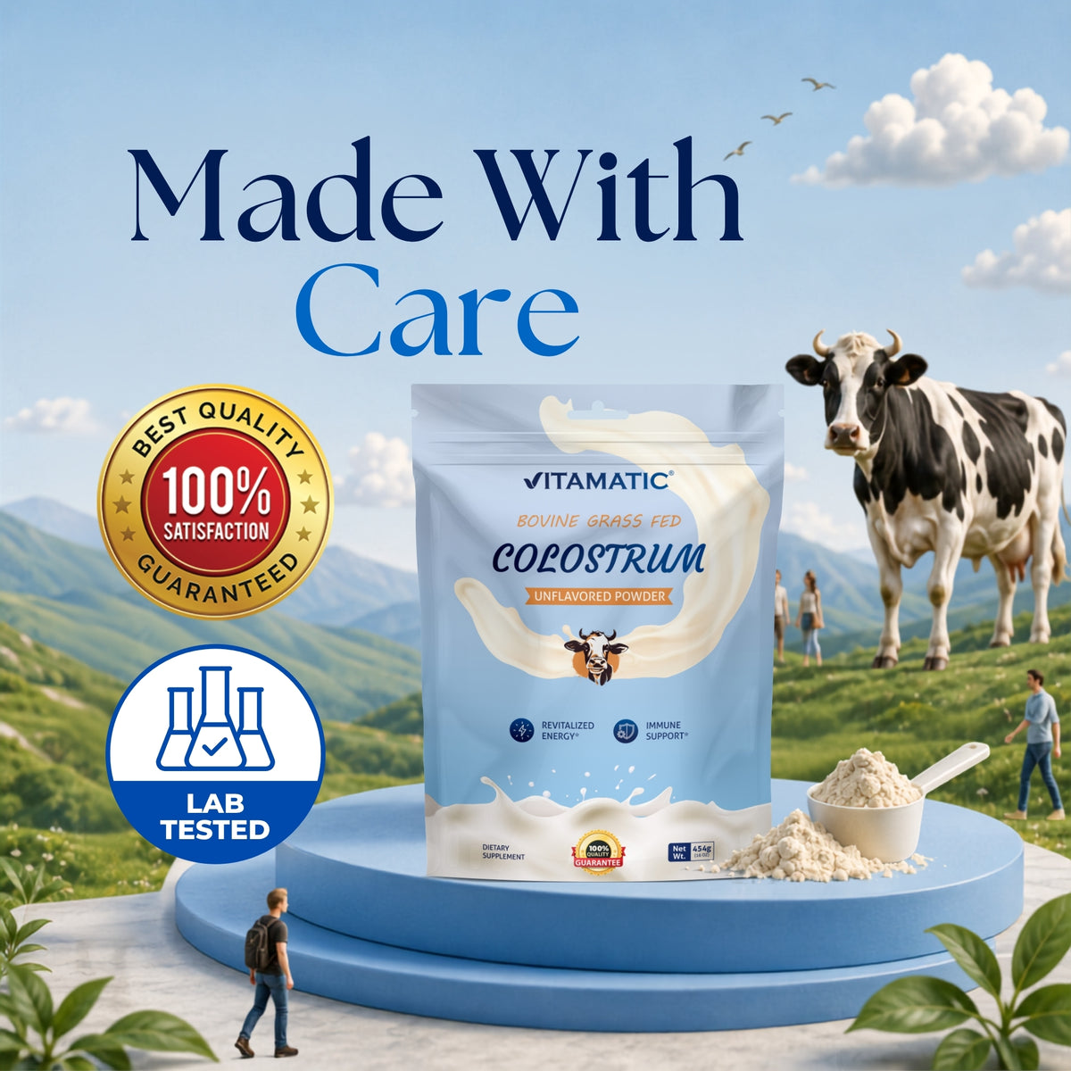 Bovine Colostrum 30% IgG Powder, 16 oz Pouch