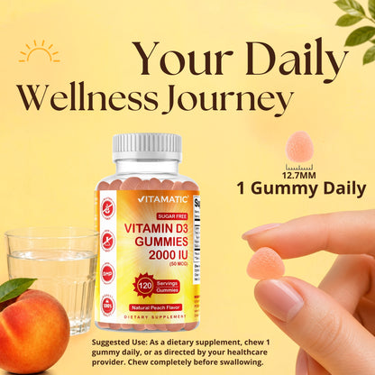 Vitamatic Sugar-Free Vitamin D3 2000 IU, 120 Gummies