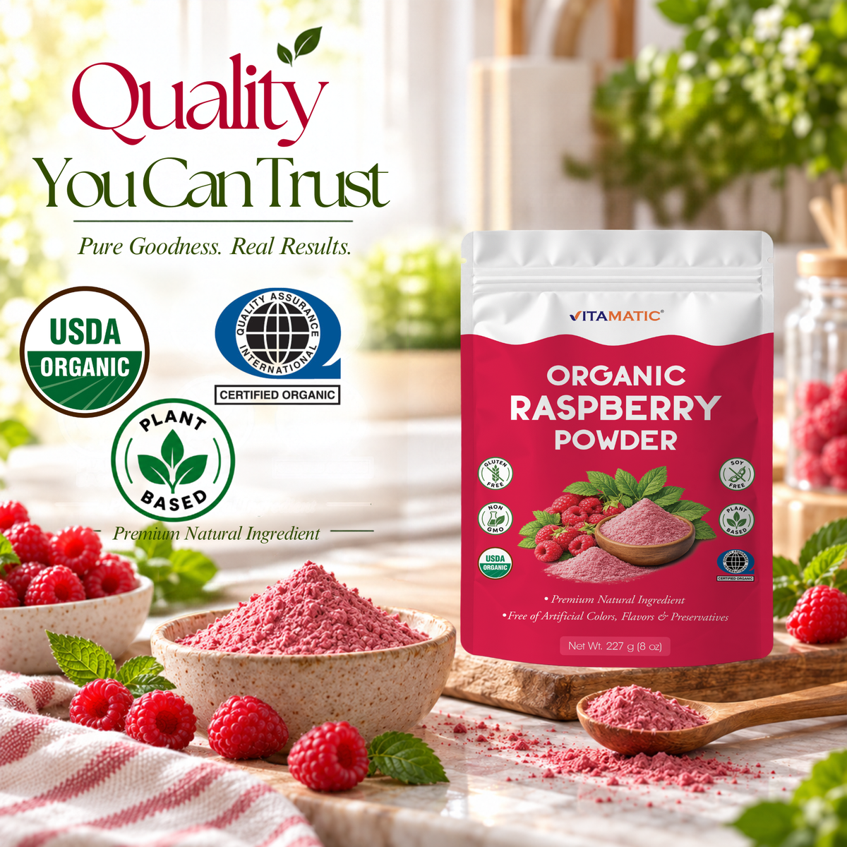 Vitamatic Organic Raspberry Powder