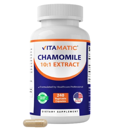 Vitamatic Chamomile 250 mg 10:1 Extract - 240 Veg Capsules - Non-GMO & Gluten Free