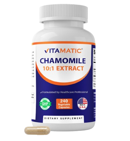 Vitamatic Chamomile 250 mg 10:1 Extract - 240 Veg Capsules - Non-GMO & Gluten Free