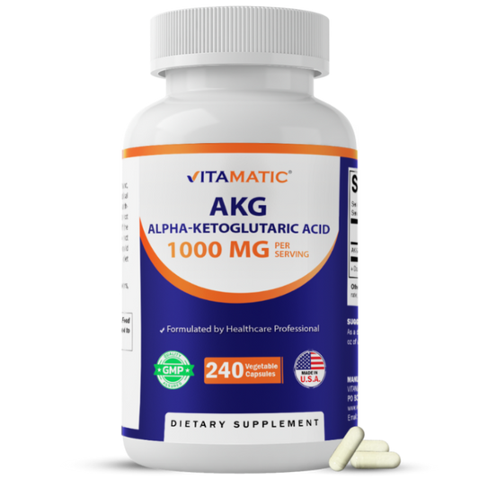 Alpha-Ketoglutaric Acid (AKG) 1000 mg Per Serving – 240 Veg Capsules