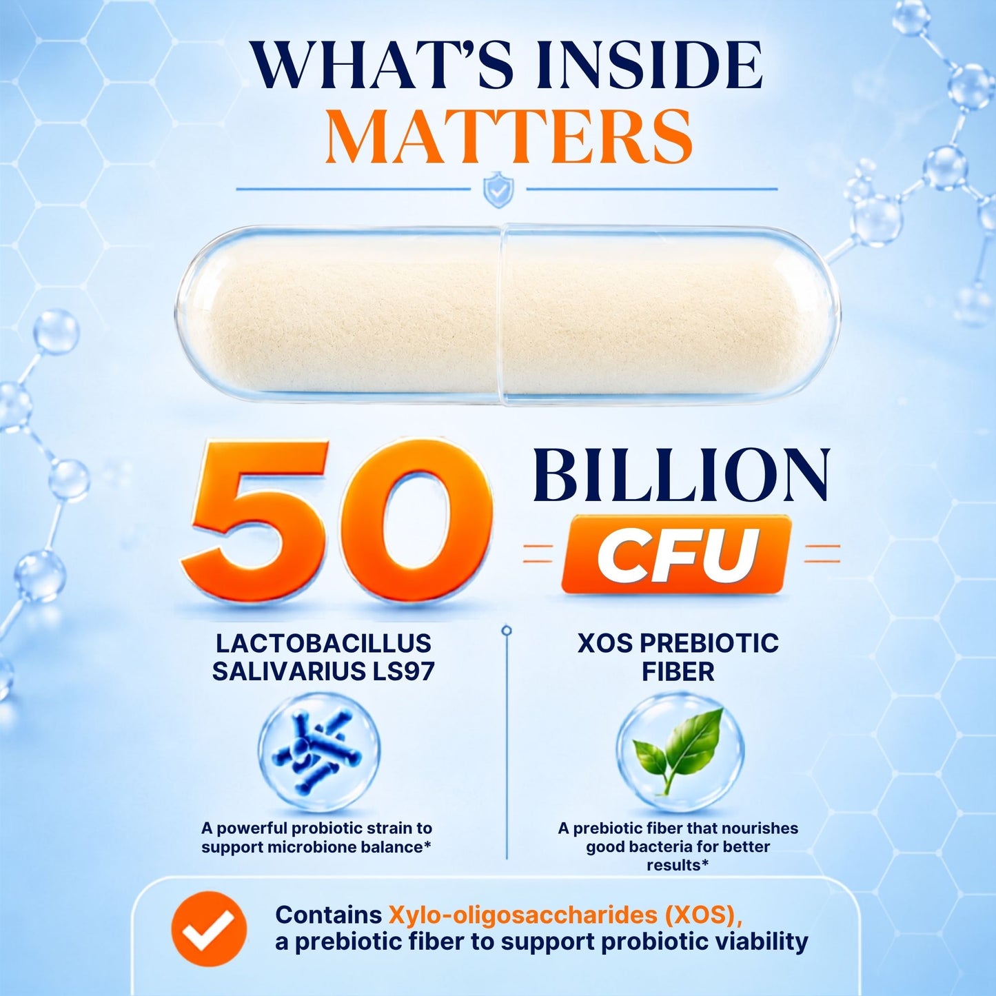 Vitamatic Lactobacillus Salivarius 50 Billion CFU with XOS Prebiotic, 60 Delayed Release Capsules
