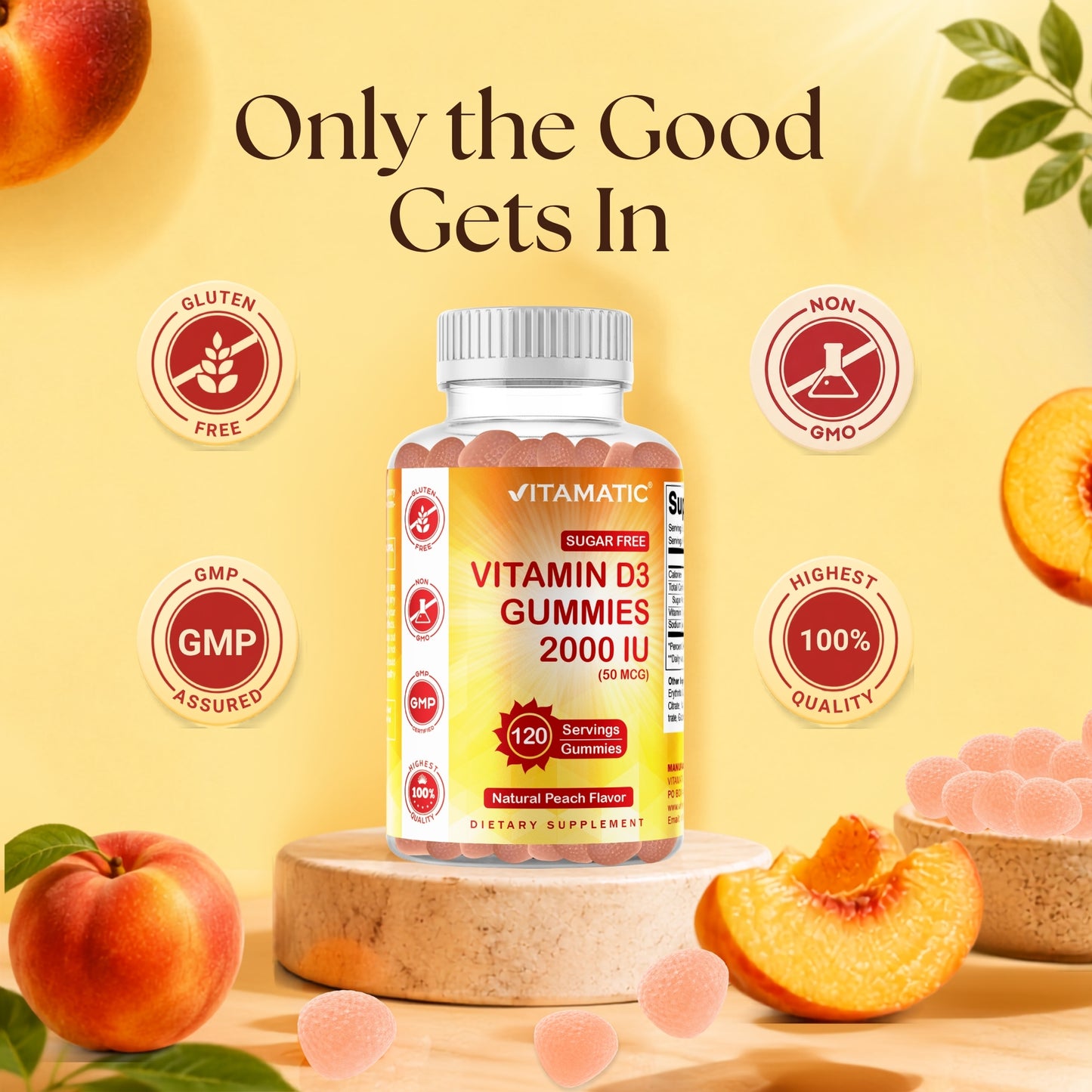 Vitamatic Sugar-Free Vitamin D3 2000 IU, 120 Gummies