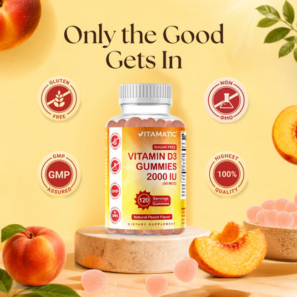 Vitamatic Sugar-Free Vitamin D3 2000 IU, 120 Gummies