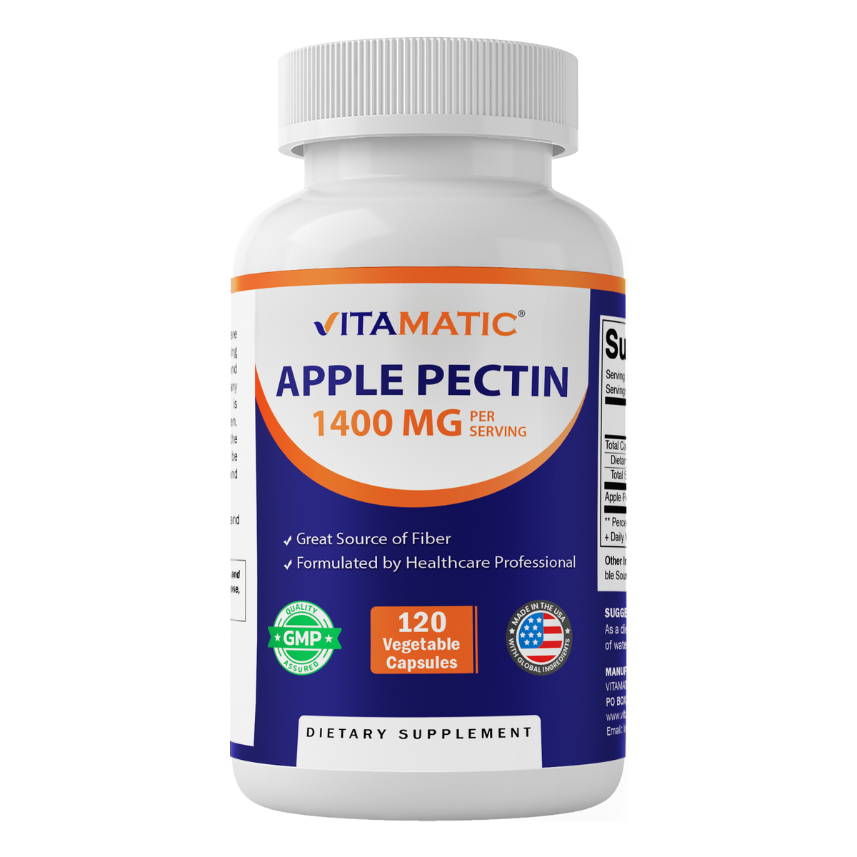 Apple Pectin 1400mg per Serving, 120 Capsules