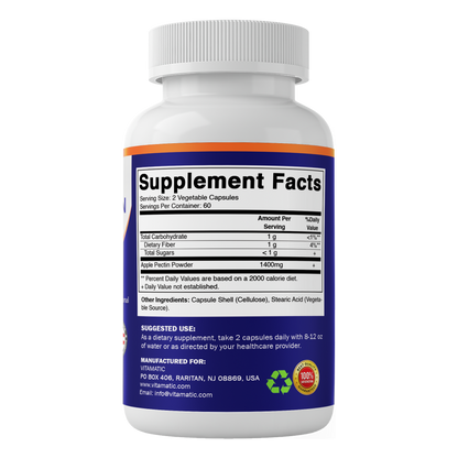 Apple Pectin 1400mg per Serving, 120 Capsules
