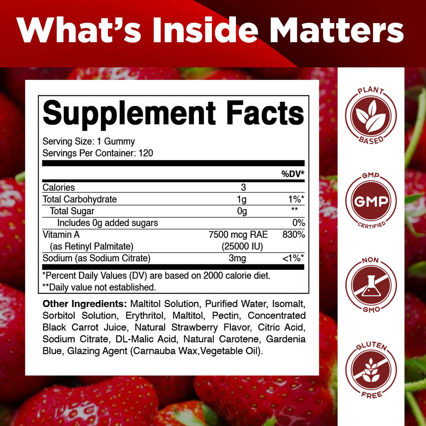 Sugar Free Vitamin A 25000 IU - 120 Gummies