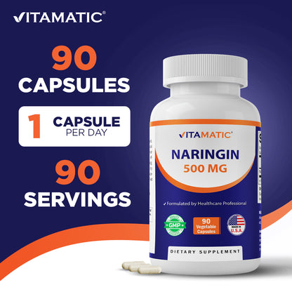 Naringin 500 mg – 90 Vegetarian Capsules – Citrus Bioflavonoid Supplement