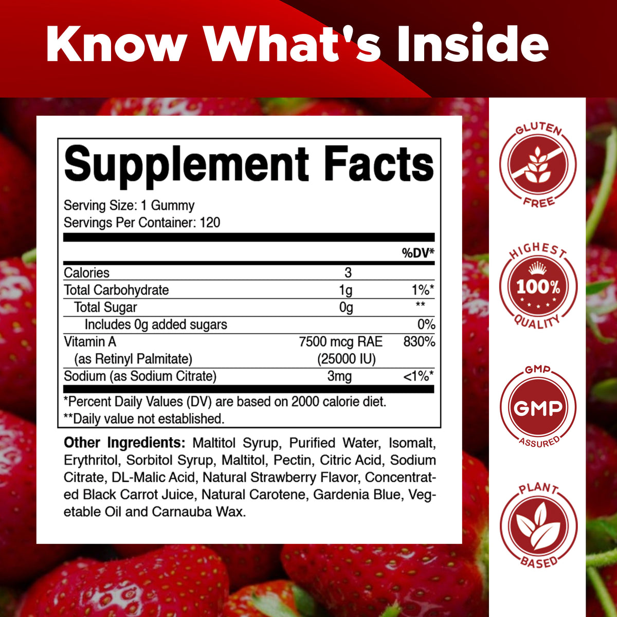Vitamatic Sugar-Free Vitamin A 25000 IU, 120 Gummies