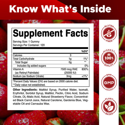 Vitamatic Sugar-Free Vitamin A 25000 IU, 120 Gummies