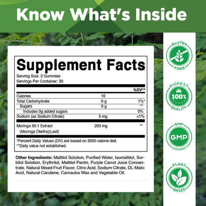 Vitamatic Sugar-Free Moringa 50:1 Extract, 60 Gummies