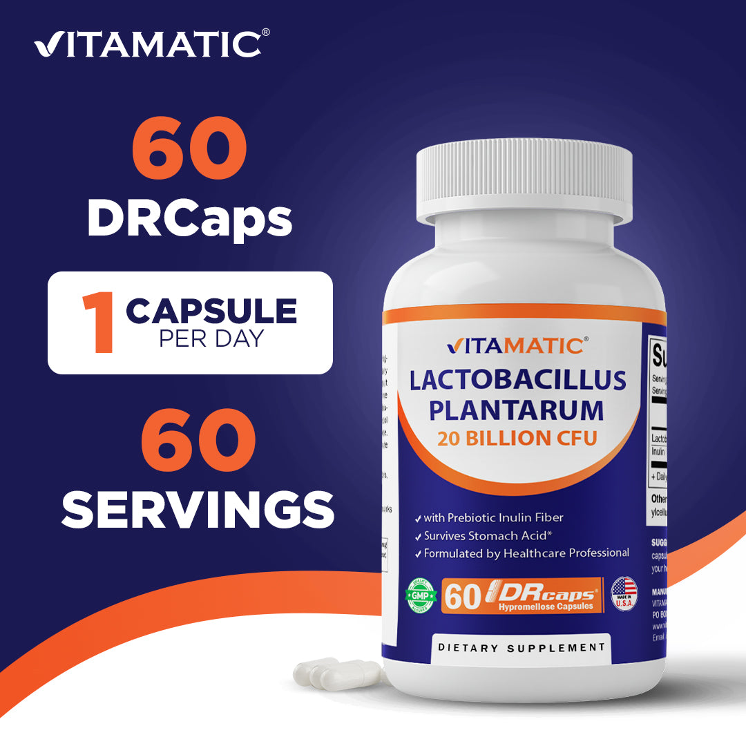Lactobacillus Plantarum 20 Billion - 60 DR Capsule – Vitamatic
