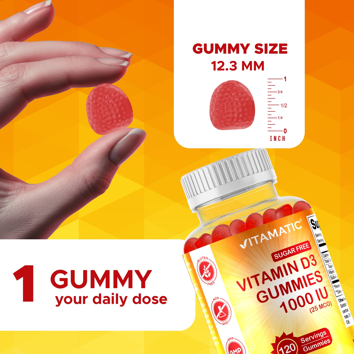 Sugar Free Vitamin D3 1000 IU - 120 Gummies