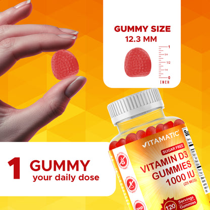 Sugar Free Vitamin D3 1000 IU - 120 Gummies