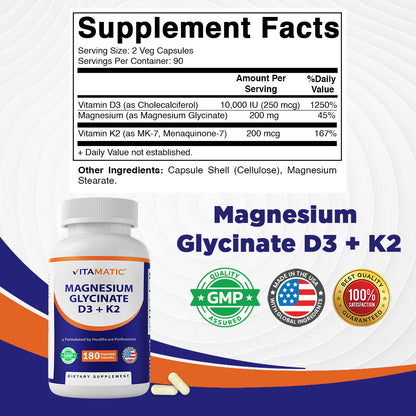 Magnesium Glycinate D3 & K2 Capsules
