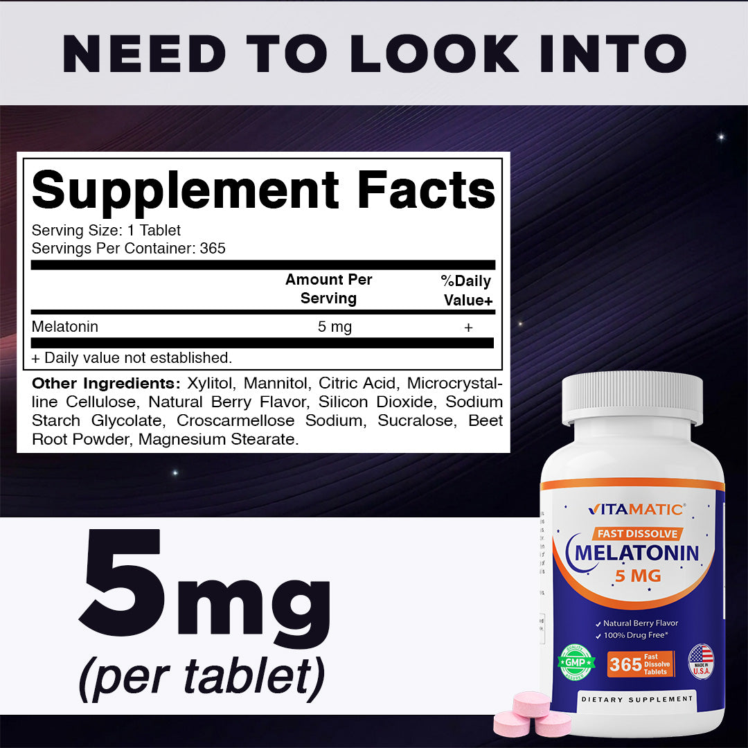 Melatonin 5 mg - 365 Fast Dissolve Tablets