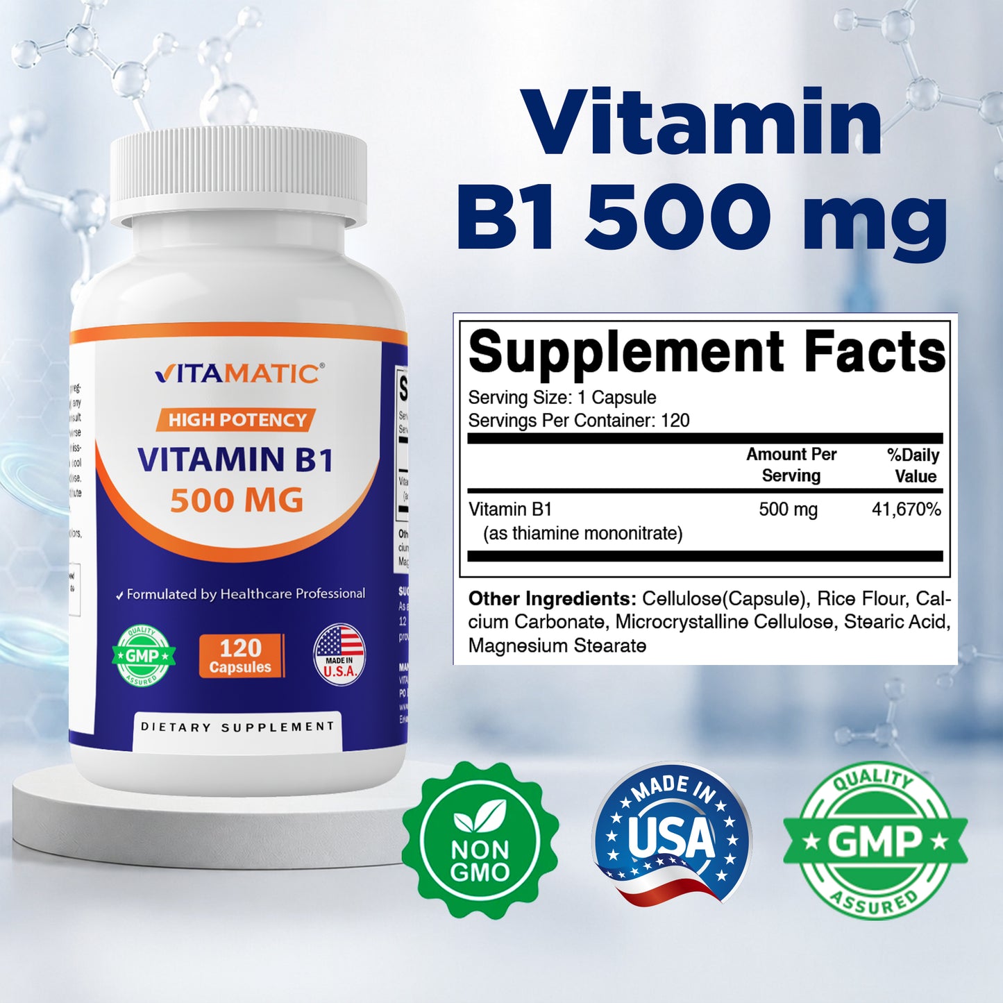 Vitamin B1 (Thiamine) 500mg - 120 Capsule