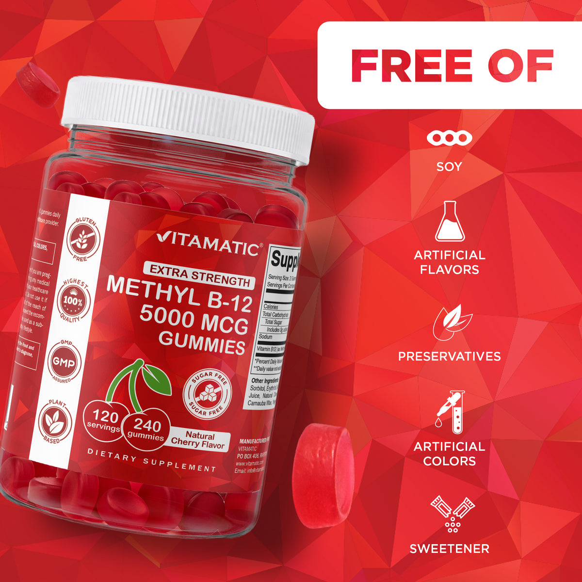 Extra Strength Vitamin B12 5000 mcg, 240 Tablets