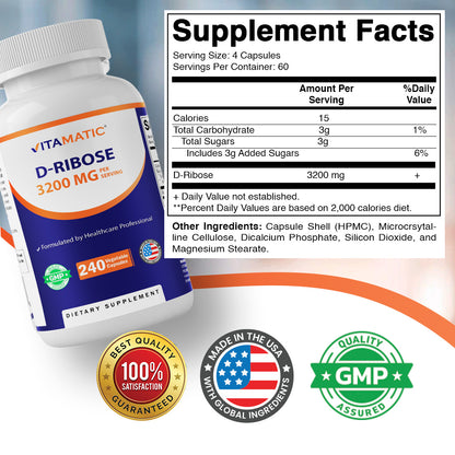 D-Ribose 3200mg per Serving Capsules