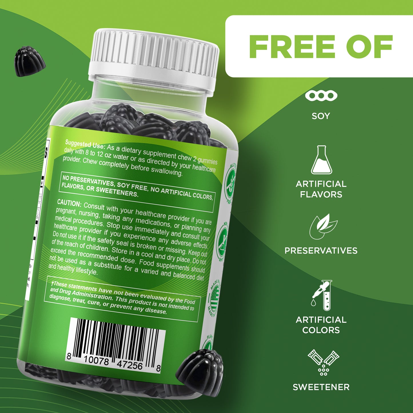 Vitamatic Sugar-Free Moringa Gummies - 10000 mg per Serving - 60 Pectin-Based Gummies - Essential Minerals Supplement - Clean Fitness - Multicolor Flavors - Non-GMO & Gluten-Free - Natural & Vegan